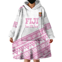 Fiji Rugby 2025 Custom Wearable Blanket Hoodie Fijian Tapa Toso Viti Toso - Pink