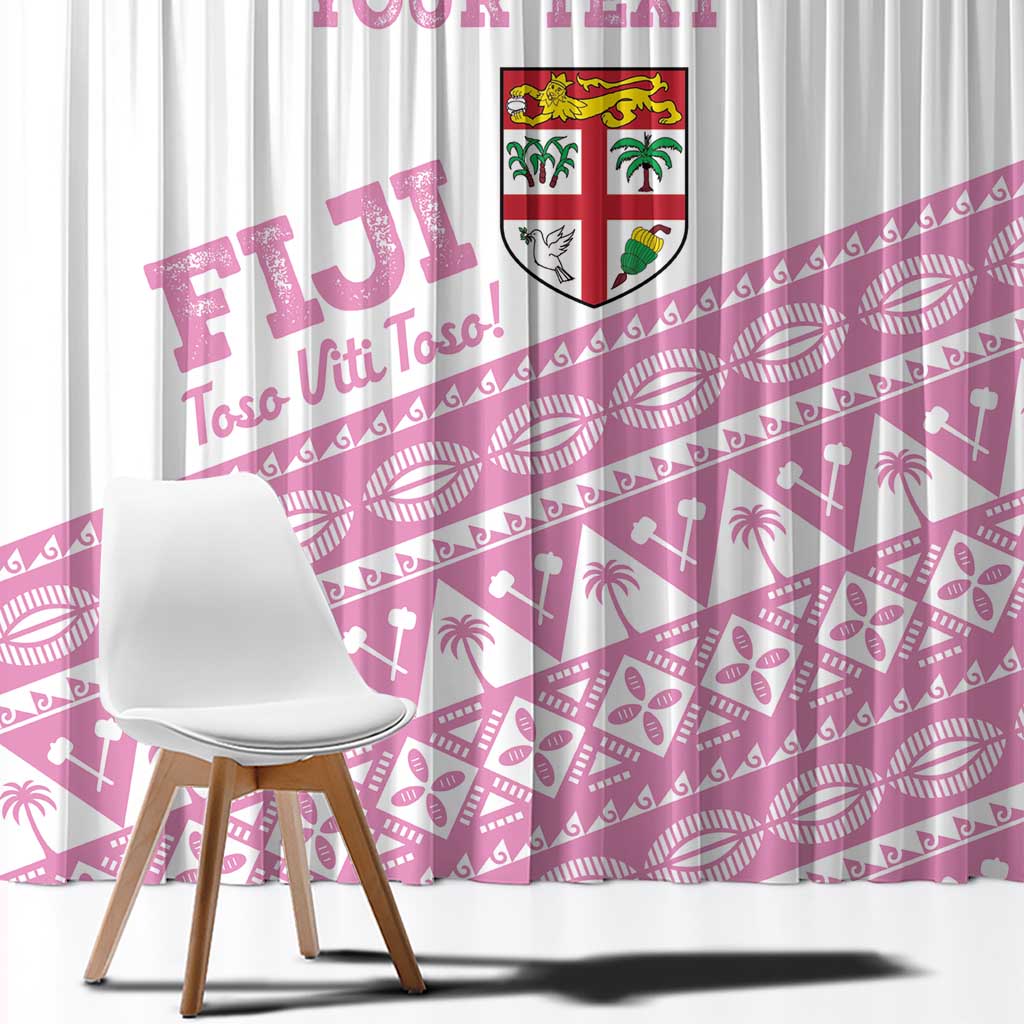 Fiji Rugby 2025 Custom Window Curtain Fijian Tapa Toso Viti Toso - Pink