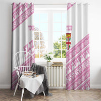 Fiji Rugby 2025 Custom Window Curtain Fijian Tapa Toso Viti Toso - Pink