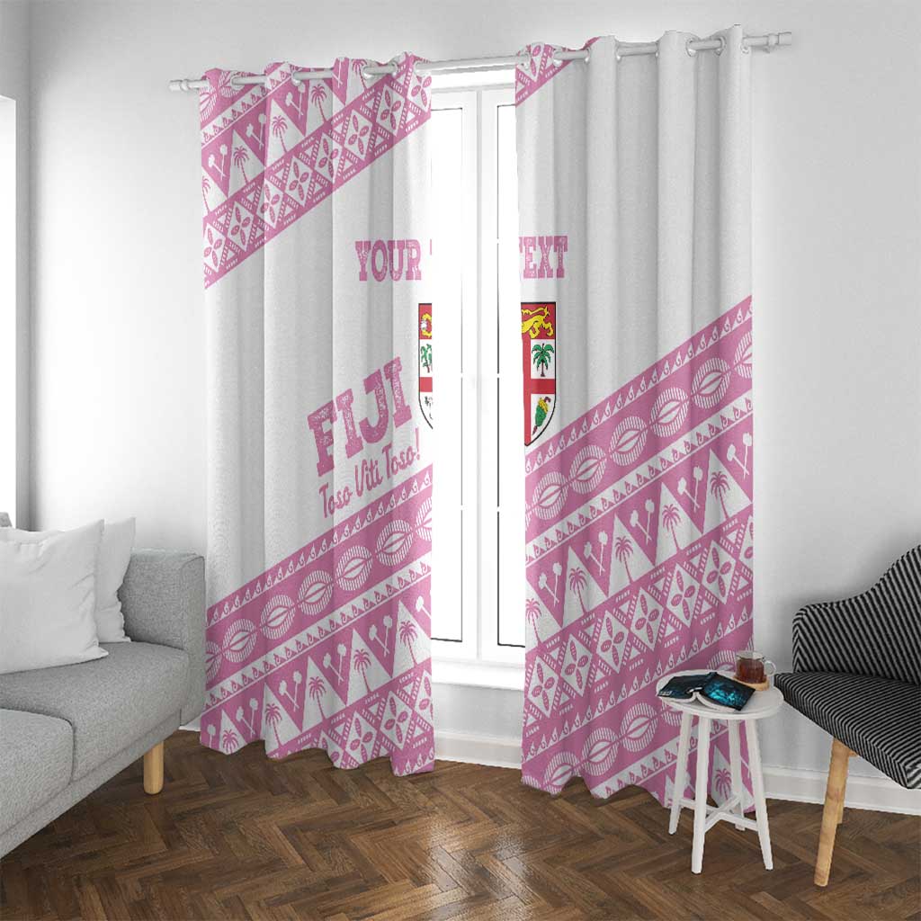 Fiji Rugby 2025 Custom Window Curtain Fijian Tapa Toso Viti Toso - Pink