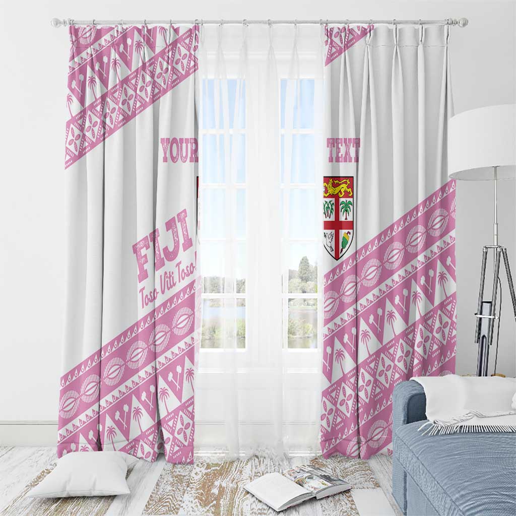 Fiji Rugby 2025 Custom Window Curtain Fijian Tapa Toso Viti Toso - Pink