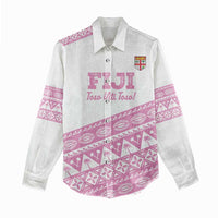 Fiji Rugby 2025 Custom Women Casual Shirt Fijian Tapa Toso Viti Toso - Pink
