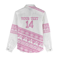 Fiji Rugby 2025 Custom Women Casual Shirt Fijian Tapa Toso Viti Toso - Pink