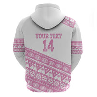 Fiji Rugby 2025 Custom Zip Hoodie Fijian Tapa Toso Viti Toso - Pink