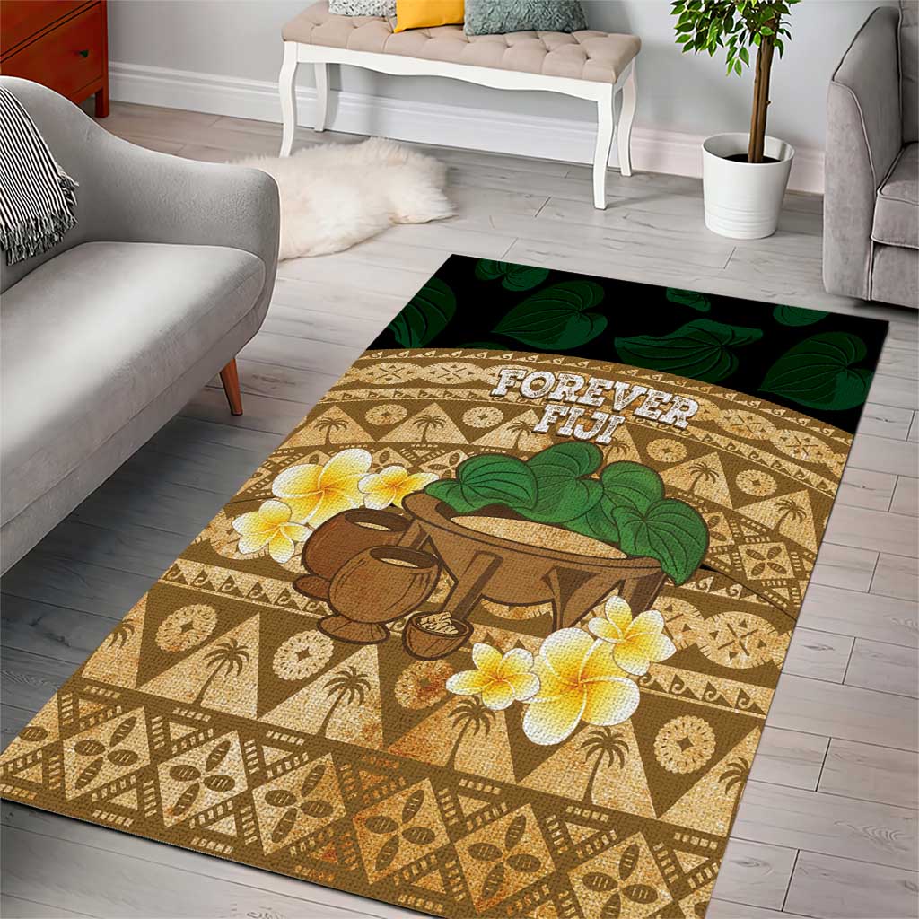 Bula Fiji Kava Bowl Area Rug Fijian Tapa Cloth Vintage Vibe