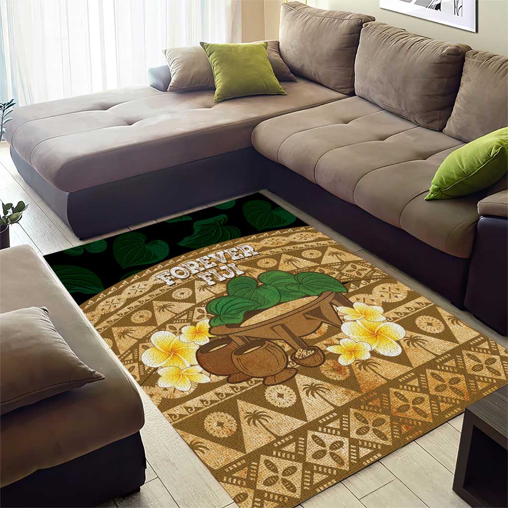 Bula Fiji Kava Bowl Area Rug Fijian Tapa Cloth Vintage Vibe