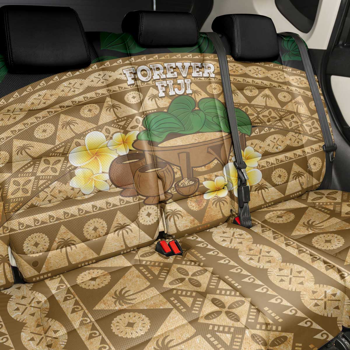 Bula Fiji Kava Bowl Back Car Seat Cover Fijian Tapa Cloth Vintage Vibe
