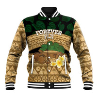 Bula Fiji Kava Bowl Baseball Jacket Fijian Tapa Cloth Vintage Vibe