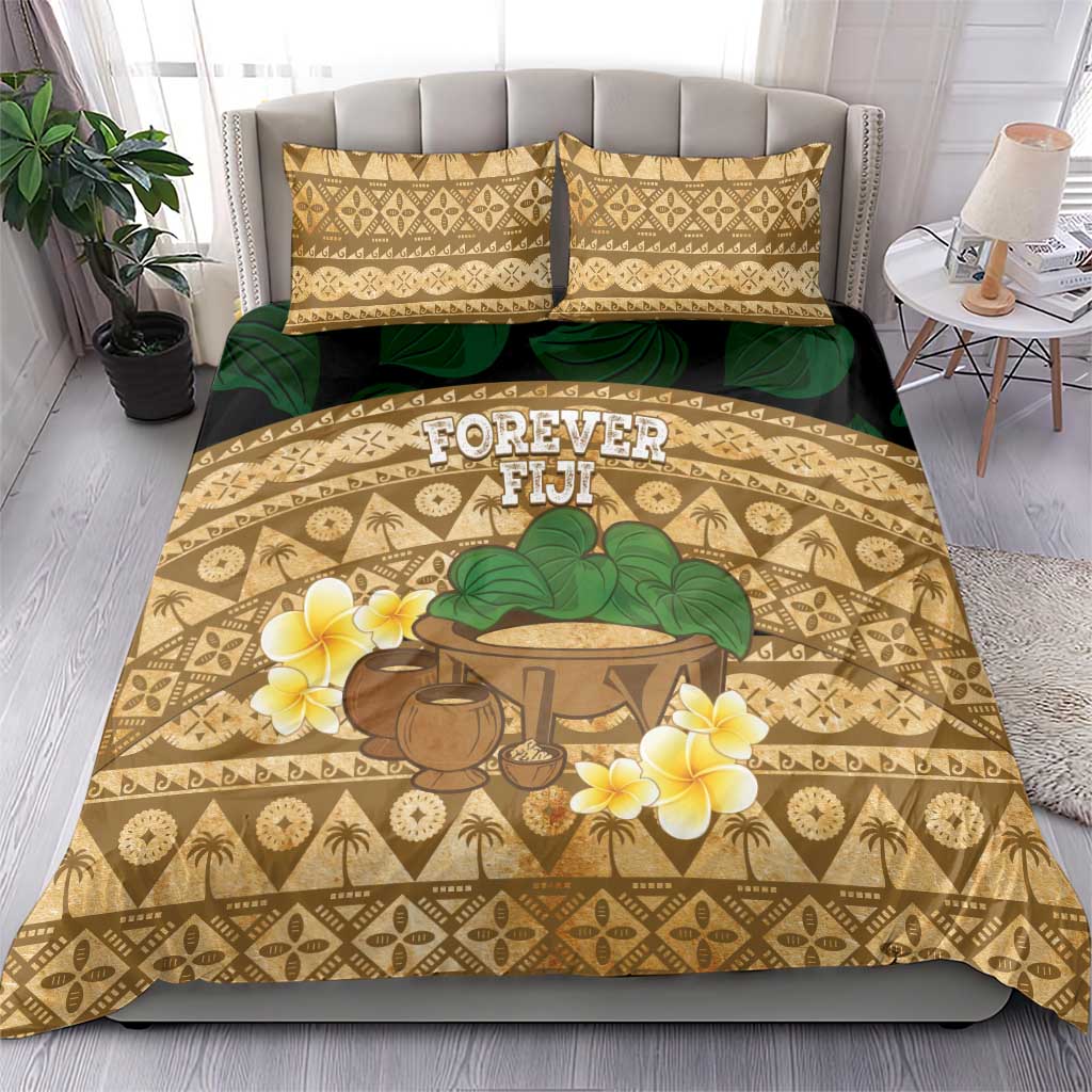 Bula Fiji Kava Bowl Bedding Set Fijian Tapa Cloth Vintage Vibe