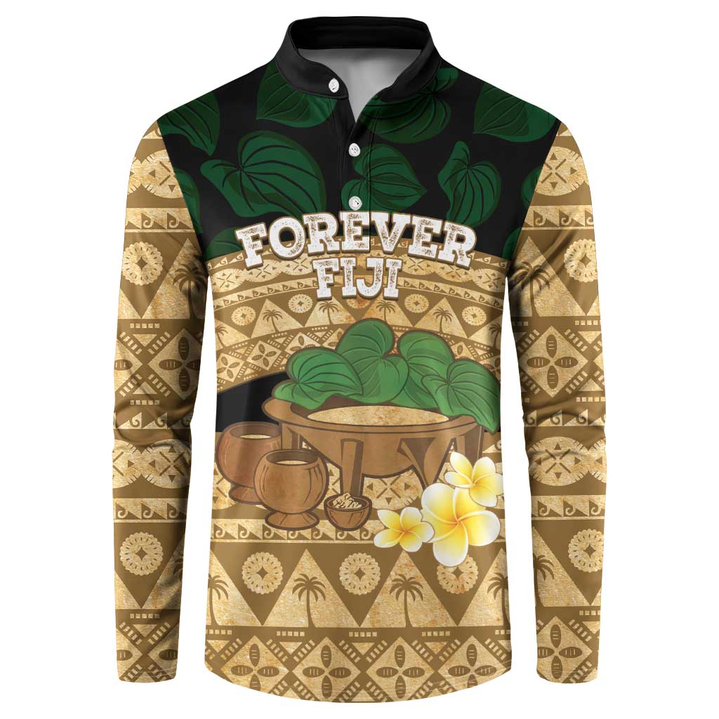 Bula Fiji Kava Bowl Button Sweatshirt Fijian Tapa Cloth Vintage Vibe