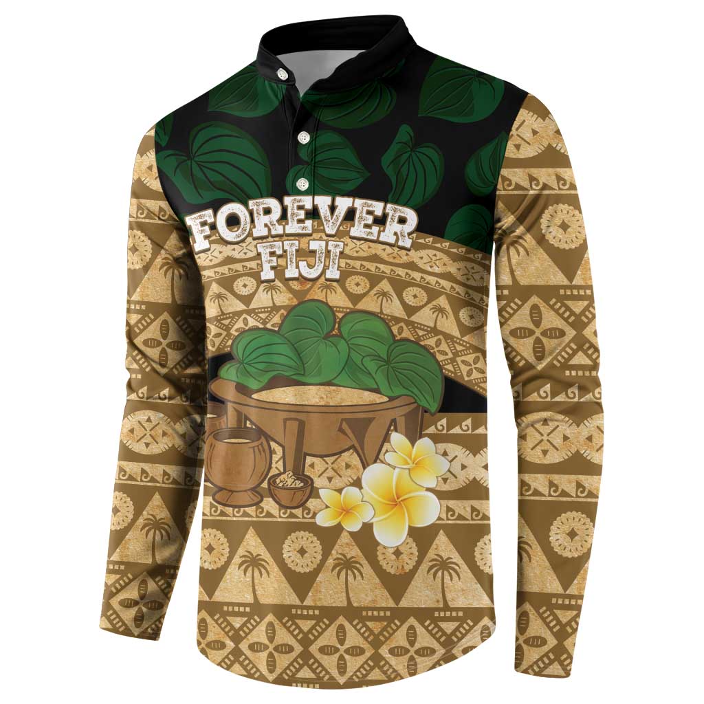 Bula Fiji Kava Bowl Button Sweatshirt Fijian Tapa Cloth Vintage Vibe