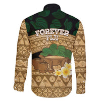 Bula Fiji Kava Bowl Family Matching Long Sleeve Bodycon Dress and Hawaiian Shirt Fijian Tapa Cloth Vintage Vibe