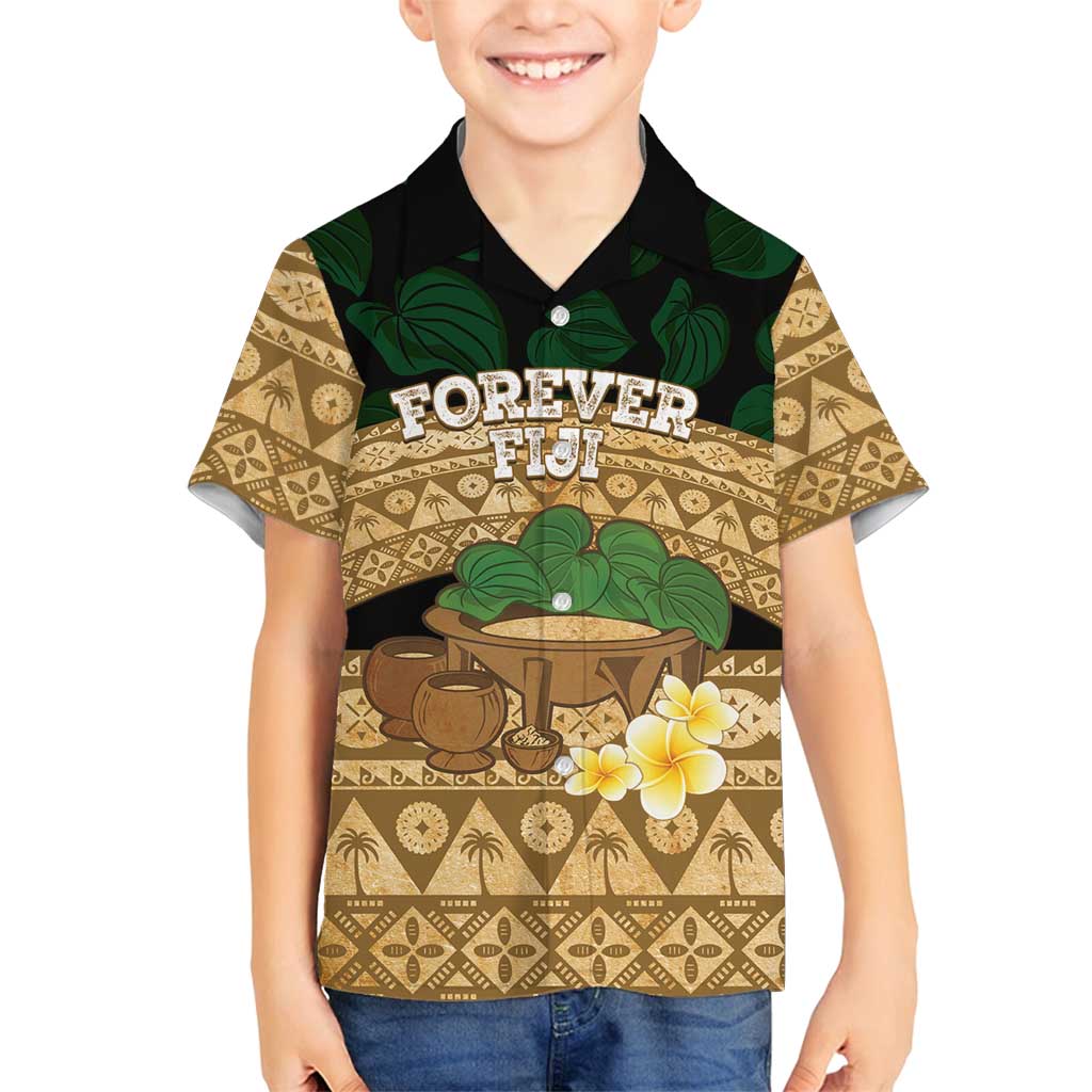 Bula Fiji Kava Bowl Family Matching Long Sleeve Bodycon Dress and Hawaiian Shirt Fijian Tapa Cloth Vintage Vibe