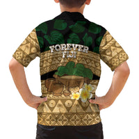 Bula Fiji Kava Bowl Family Matching Off The Shoulder Long Sleeve Dress and Hawaiian Shirt Fijian Tapa Cloth Vintage Vibe