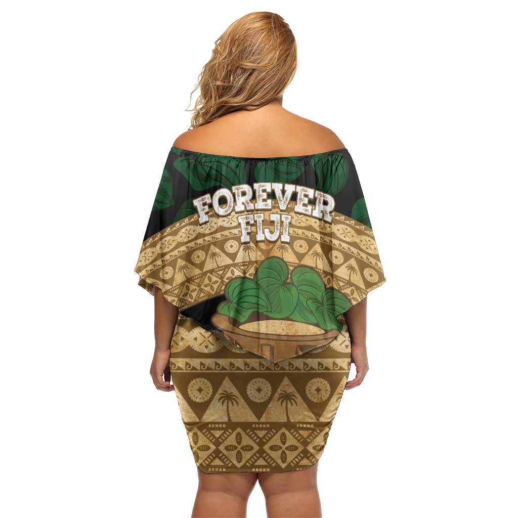 Bula Fiji Kava Bowl Family Matching Off Shoulder Short Dress and Hawaiian Shirt Fijian Tapa Cloth Vintage Vibe