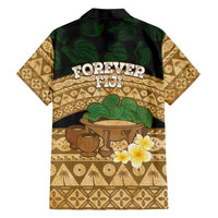 Bula Fiji Kava Bowl Family Matching Short Sleeve Bodycon Dress and Hawaiian Shirt Fijian Tapa Cloth Vintage Vibe
