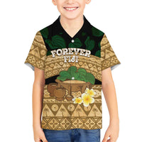 Bula Fiji Kava Bowl Family Matching Short Sleeve Bodycon Dress and Hawaiian Shirt Fijian Tapa Cloth Vintage Vibe