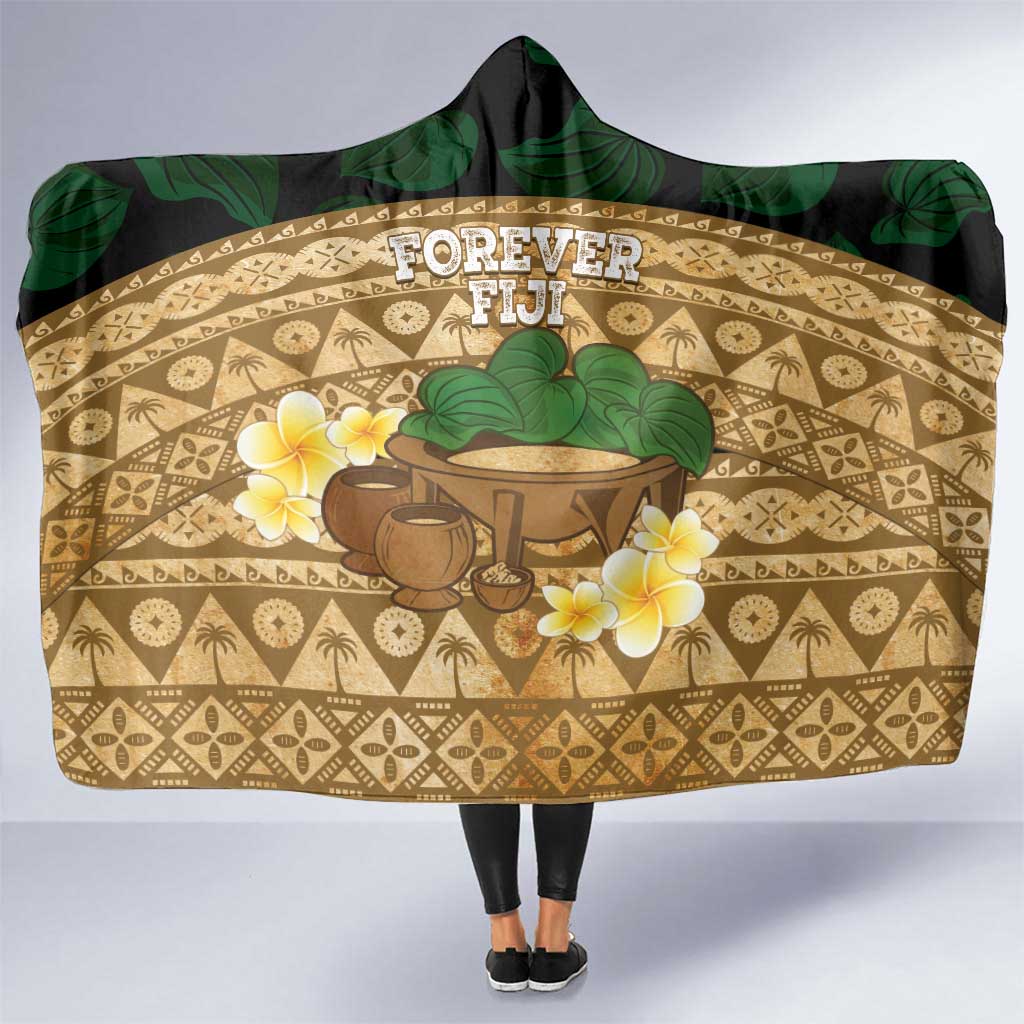 Bula Fiji Kava Bowl Hooded Blanket Fijian Tapa Cloth Vintage Vibe