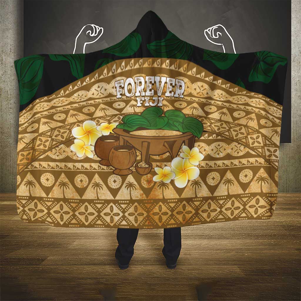 Bula Fiji Kava Bowl Hooded Blanket Fijian Tapa Cloth Vintage Vibe