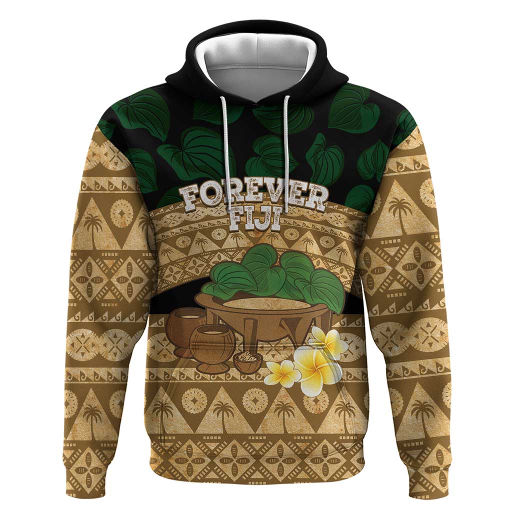 Bula Fiji Kava Bowl Hoodie Fijian Tapa Cloth Vintage Vibe