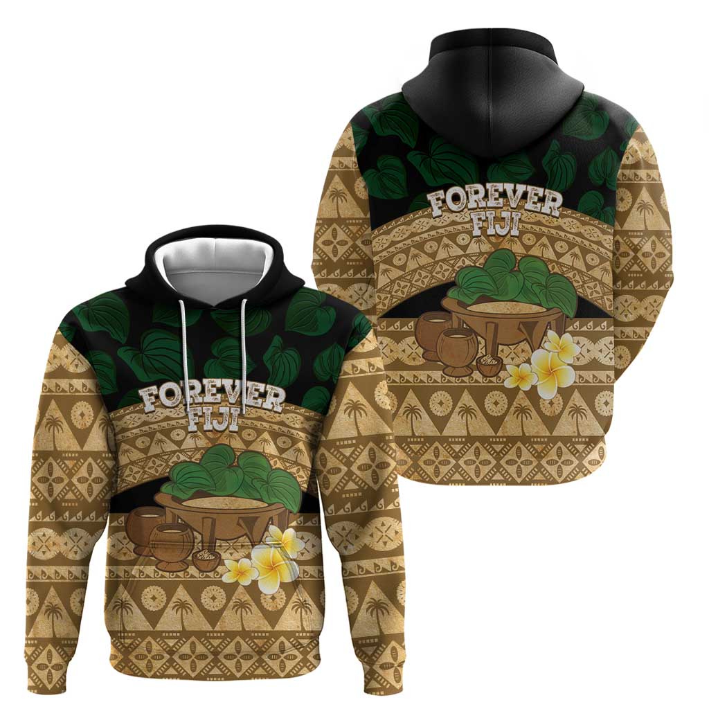 Bula Fiji Kava Bowl Hoodie Fijian Tapa Cloth Vintage Vibe