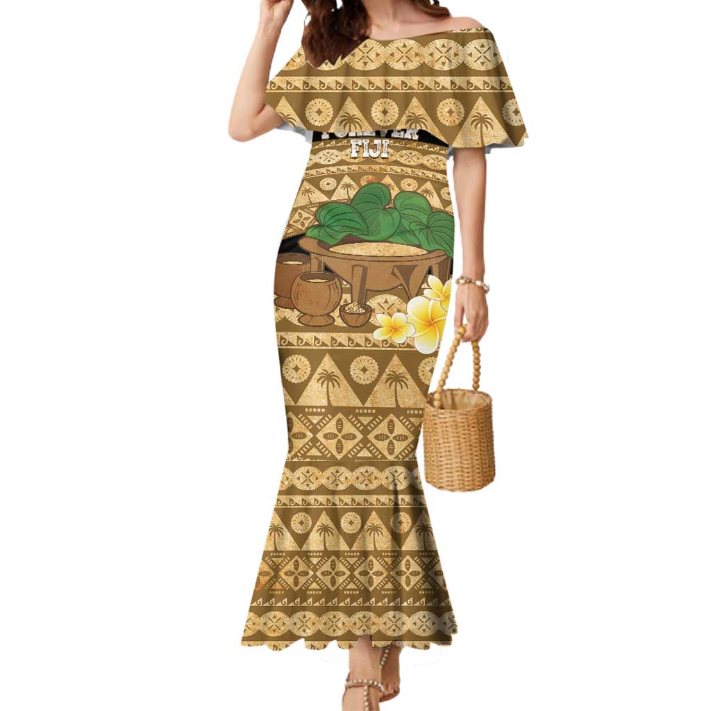 Bula Fiji Kava Bowl Mermaid Dress Fijian Tapa Cloth Vintage Vibe