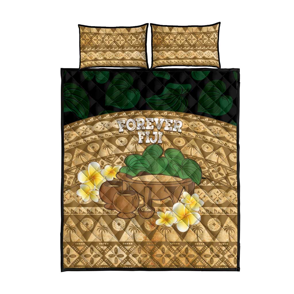 Bula Fiji Kava Bowl Quilt Bed Set Fijian Tapa Cloth Vintage Vibe