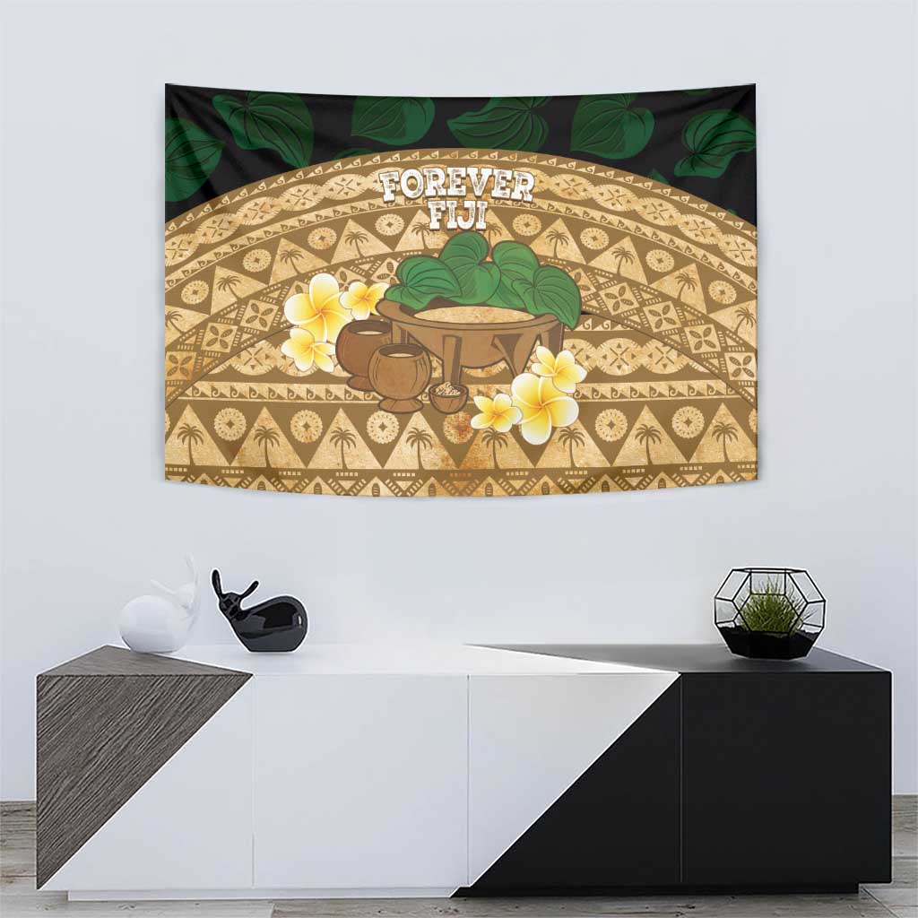 Bula Fiji Kava Bowl Tapestry Fijian Tapa Cloth Vintage Vibe