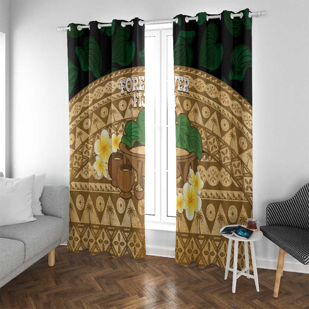 Bula Fiji Kava Bowl Window Curtain Fijian Tapa Cloth Vintage Vibe