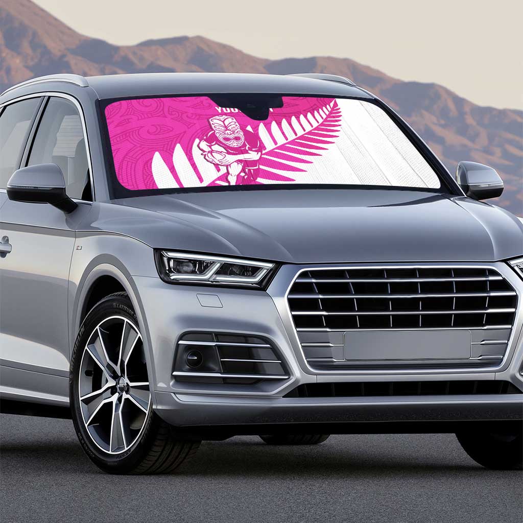 New Zealand Silver Fern Rugby Custom Auto Sun Shade Go All Black Maori Pink Version - Polynesian Pride