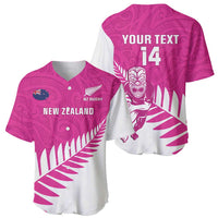 New Zealand Silver Fern Rugby Custom Baseball Jersey Go All Black Maori Pink Version
