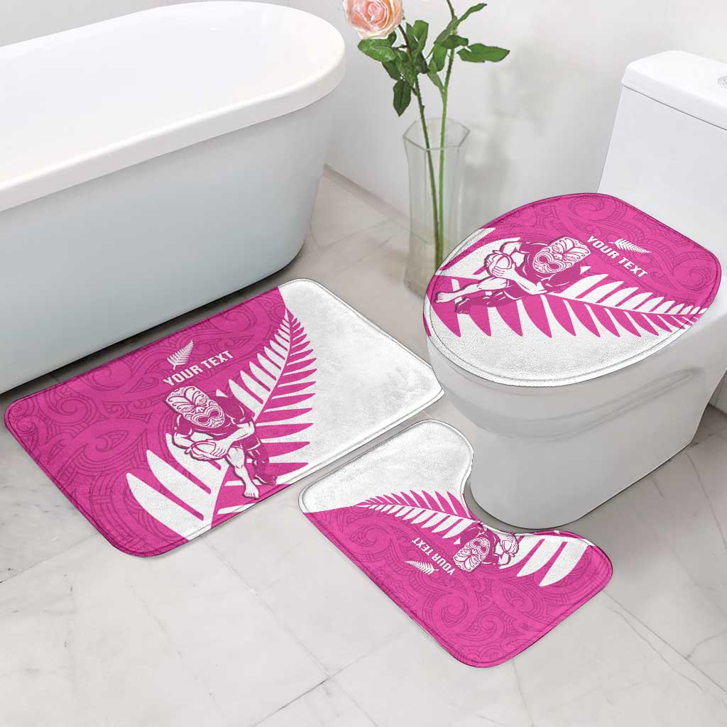New Zealand Silver Fern Rugby Custom Bathroom Set Go All Black Maori Pink Version - Polynesian Pride