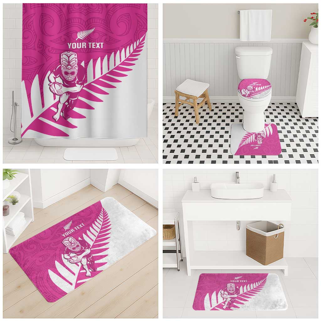 New Zealand Silver Fern Rugby Custom Bathroom Set Go All Black Maori Pink Version - Polynesian Pride
