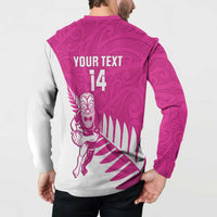 New Zealand Silver Fern Rugby Custom Button Sweatshirt Go All Black Maori Pink Version