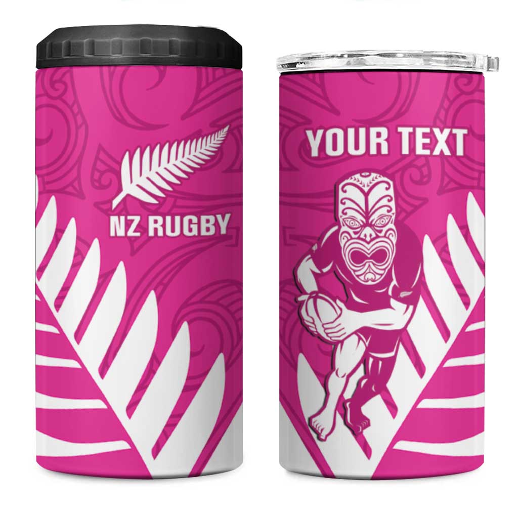 New Zealand Silver Fern Rugby Custom 4 in 1 Can Cooler Tumbler Go All Black Maori Pink Version