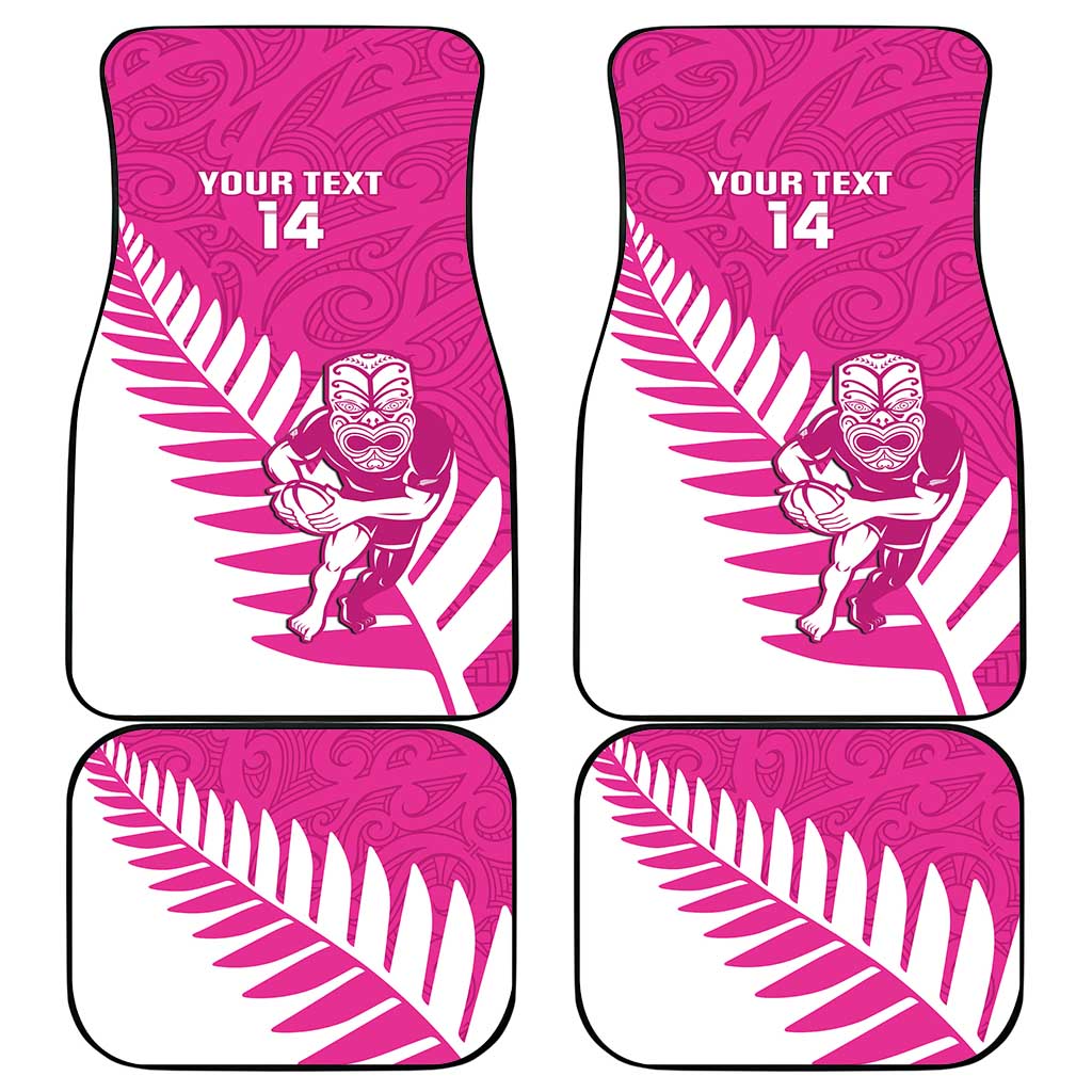 New Zealand Silver Fern Rugby Custom Car Mats Go All Black Maori Pink Version