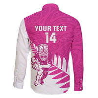 New Zealand Silver Fern Rugby Custom Family Matching Long Sleeve Bodycon Dress and Hawaiian Shirt Go All Black Maori Pink Version