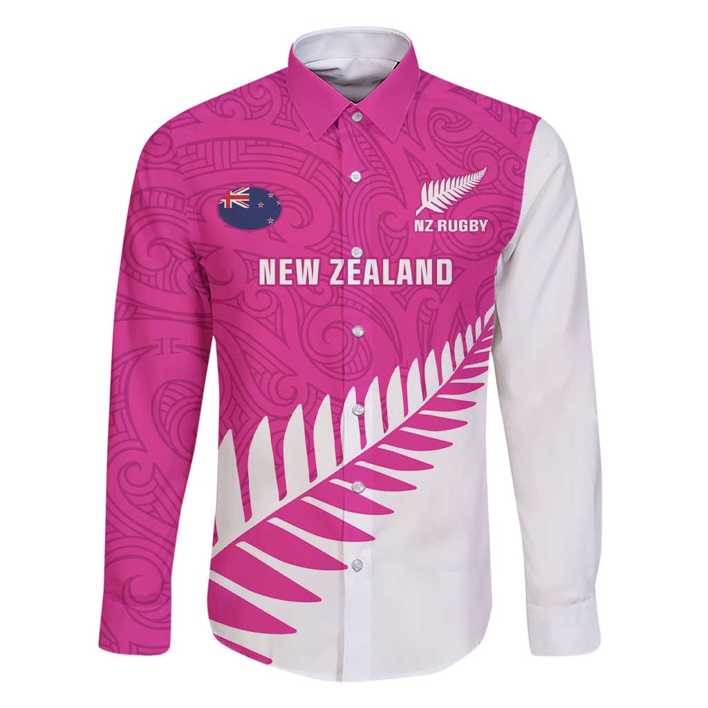 New Zealand Silver Fern Rugby Custom Family Matching Short Sleeve Bodycon Dress and Hawaiian Shirt Go All Black Maori Pink Version