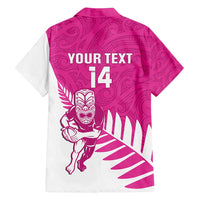 New Zealand Silver Fern Rugby Custom Family Matching Tank Maxi Dress and Hawaiian Shirt Go All Black Maori Pink Version