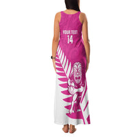 New Zealand Silver Fern Rugby Custom Family Matching Tank Maxi Dress and Hawaiian Shirt Go All Black Maori Pink Version
