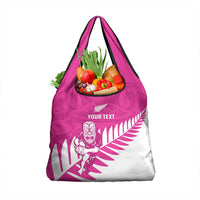 New Zealand Silver Fern Rugby Custom Grocery Bag Go All Black Maori Pink Version
