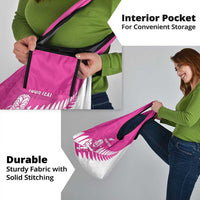 New Zealand Silver Fern Rugby Custom Grocery Bag Go All Black Maori Pink Version