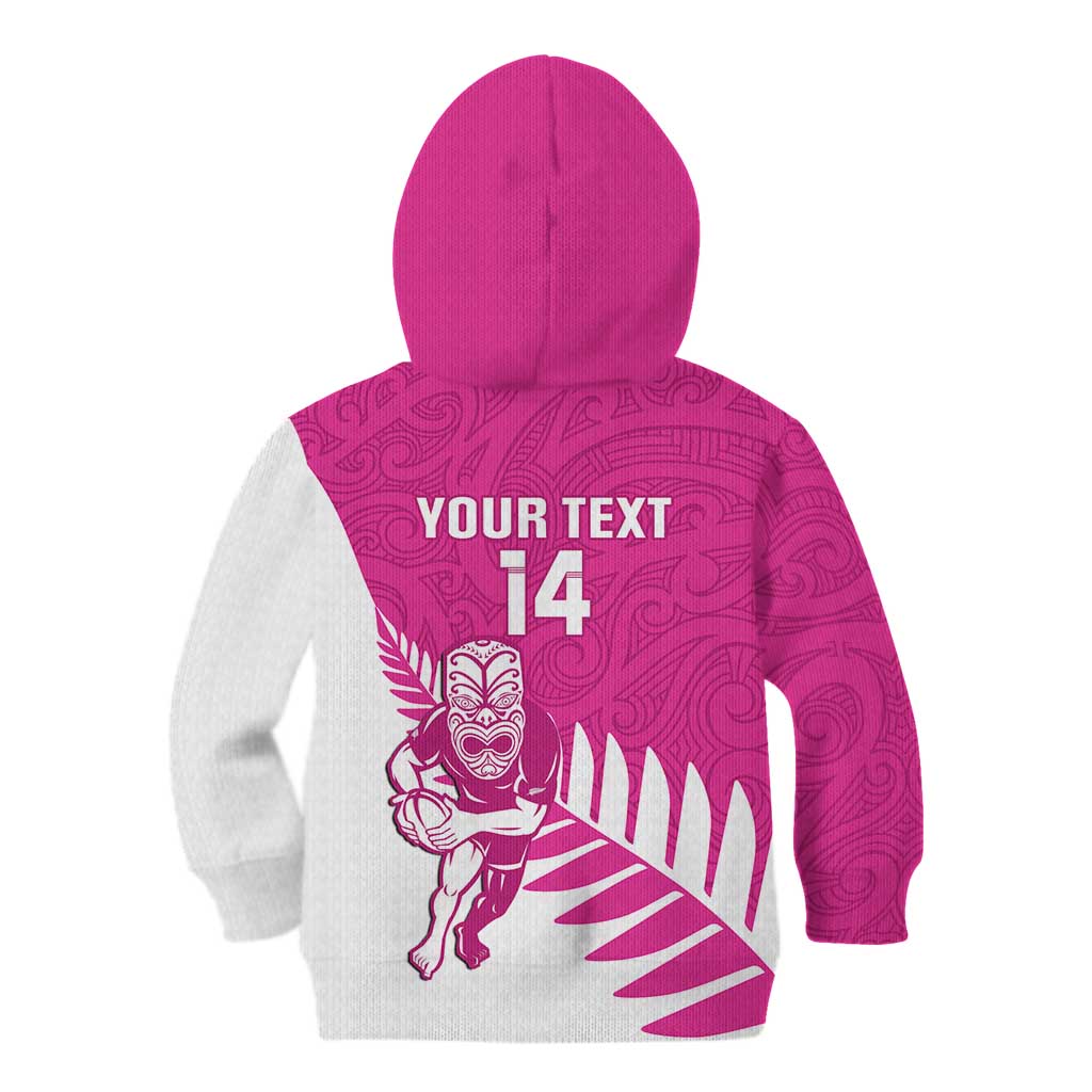 New Zealand Silver Fern Rugby Custom Kid Hoodie Go All Black Maori Pink Version