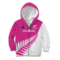 New Zealand Silver Fern Rugby Custom Kid Hoodie Go All Black Maori Pink Version