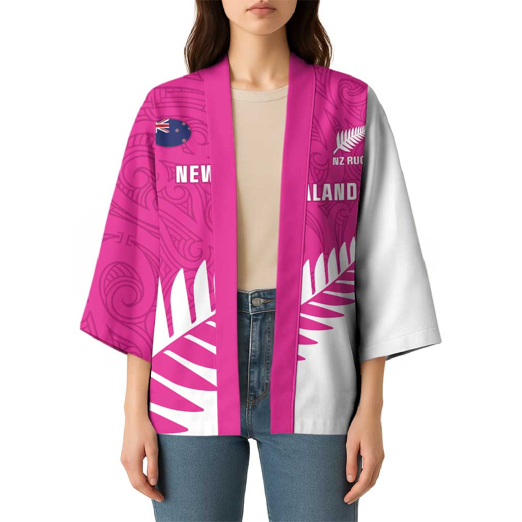 New Zealand Silver Fern Rugby Custom Kimono Go All Black Maori Pink Version - Polynesian Pride