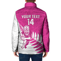 New Zealand Silver Fern Rugby Custom Padded Jacket Go All Black Maori Pink Version - Polynesian Pride
