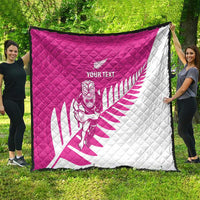 New Zealand Silver Fern Rugby Custom Quilt Go All Black Maori Pink Version