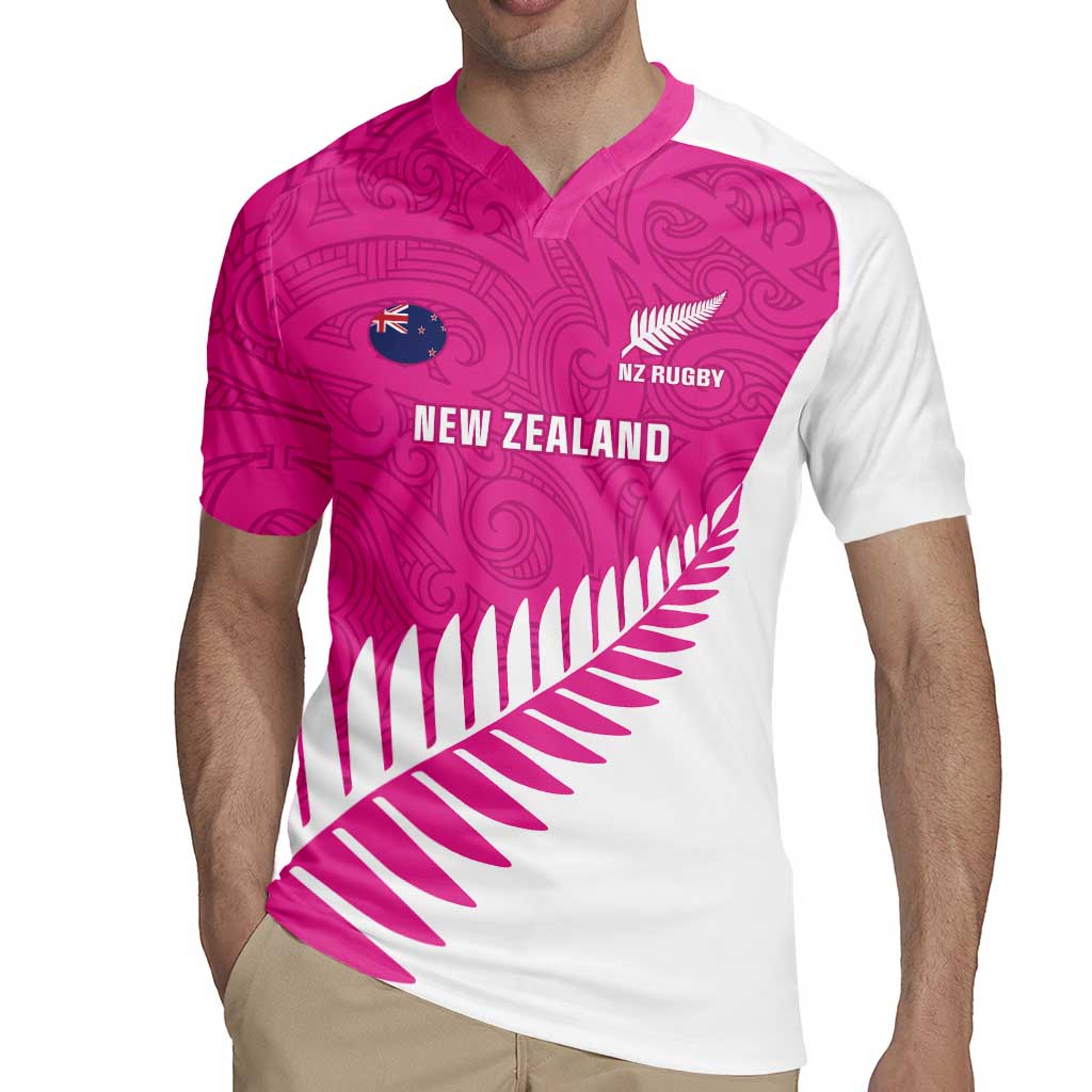 New Zealand Silver Fern Rugby Custom Rugby Jersey Go All Black Maori Pink Version