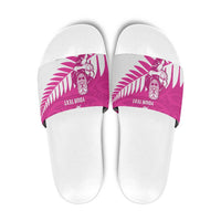 New Zealand Silver Fern Rugby Custom Slide Sandals Go All Black Maori Pink Version - Polynesian Pride