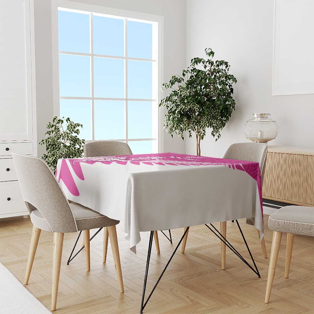 New Zealand Silver Fern Rugby Custom Tablecloth Go All Black Maori Pink Version